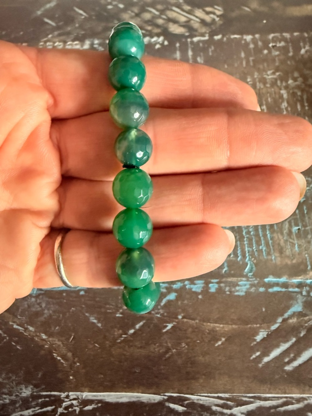 Green Beaded Stretch Bracelet - Women Jewelry